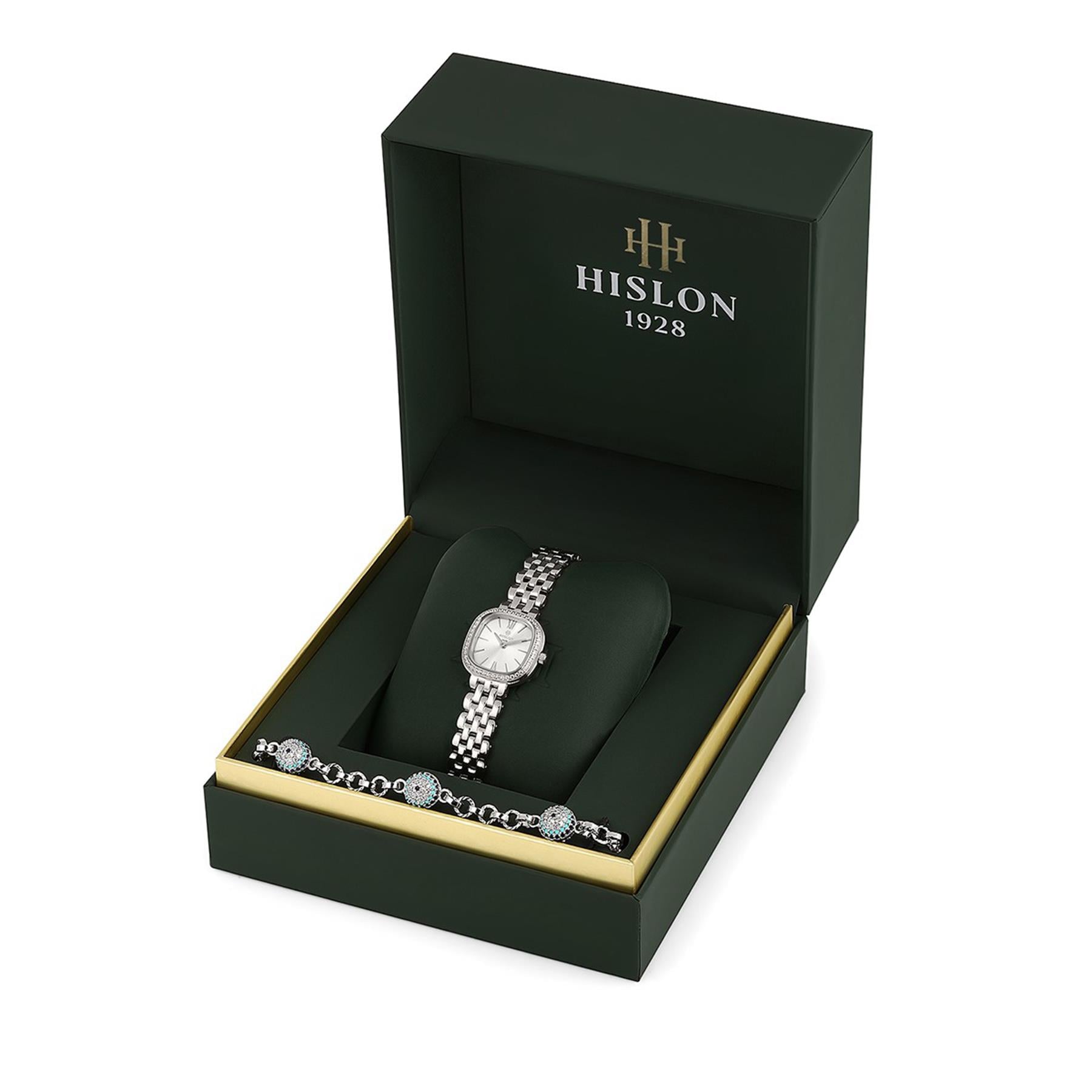 Hislon QL220S-02STS Çelik Taşlı Kadın Saati