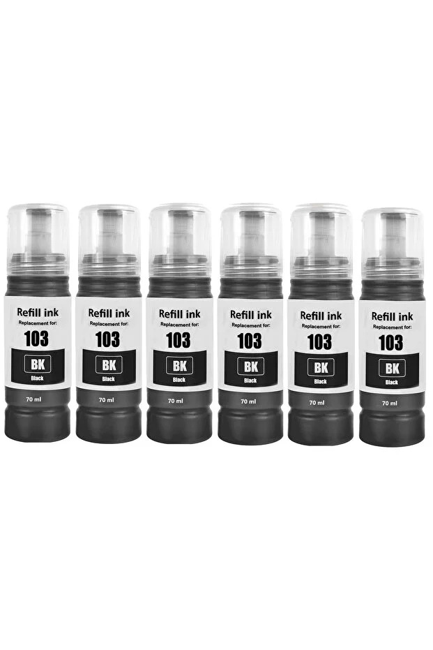 asyaink 6 adet siyah mürekkep şişesi