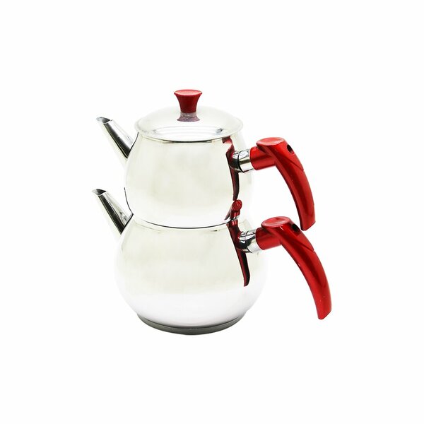 ANKAVERSE mini 2lt çelik çaydanlık seti - yan görünüş