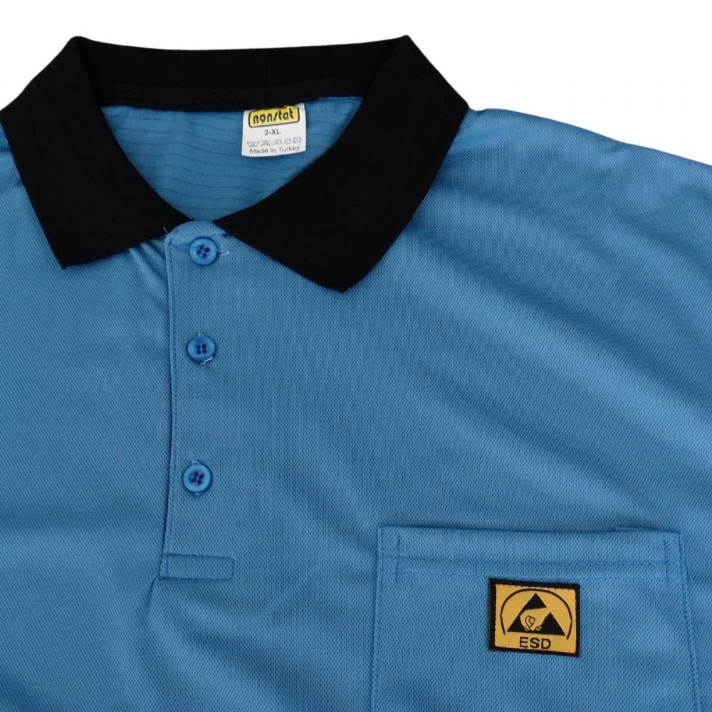 Antistatik Polyester Polo T-Shirt Mavi
