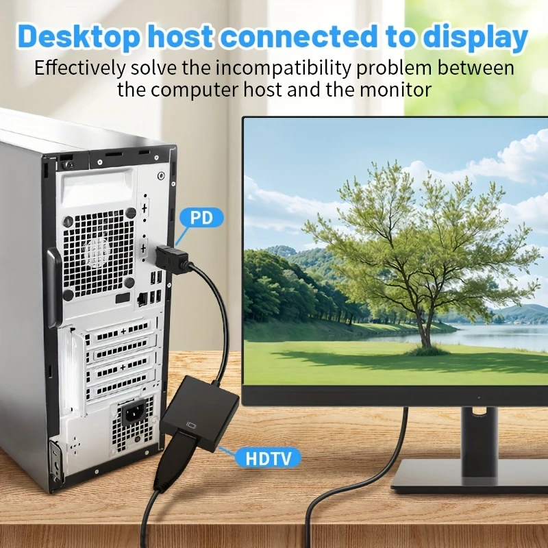 1080p full hd dpden hdtv adaptörü - tak ve çalıştır, geçikmez, usb gücü, hdtv çıkışı için kesintisiz video bağlantısı, hdtvden hdtv adaptörü | mat kaplama | usb güçlü adaptör ayrıntılar 2