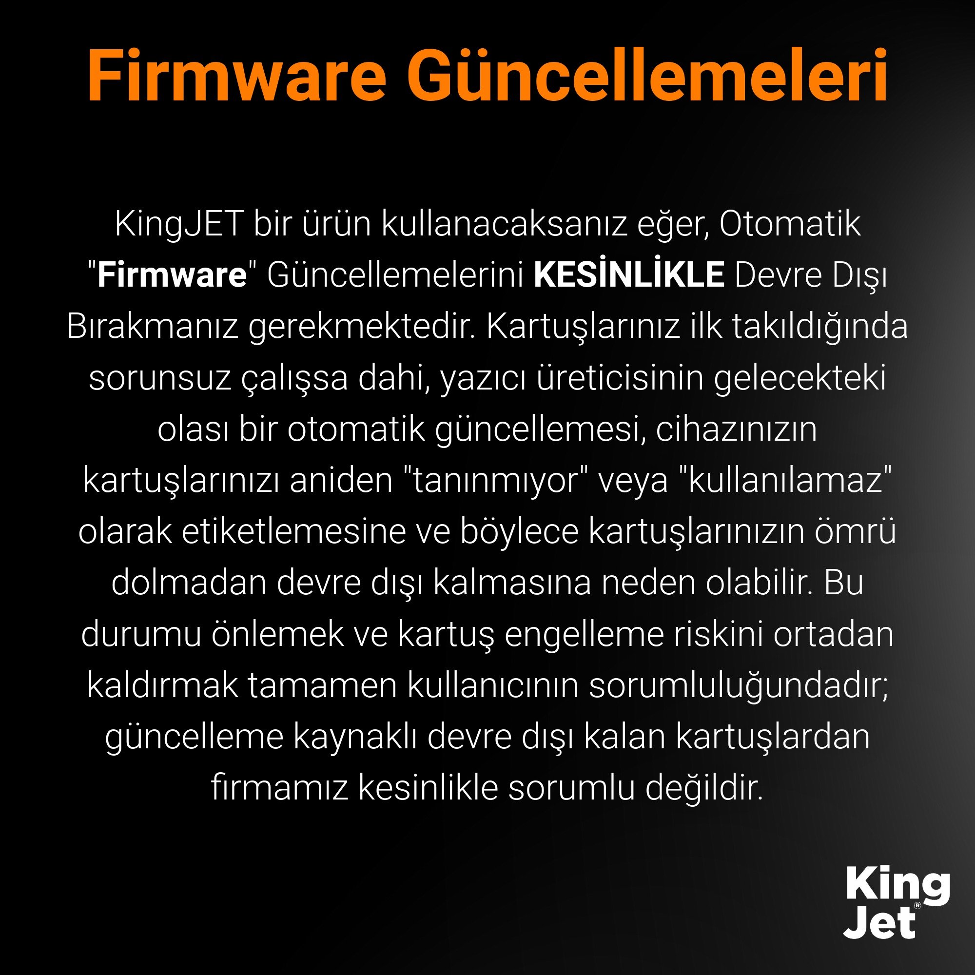 Kartuş Kurulum ve Kullanım Uyarısı Görseli