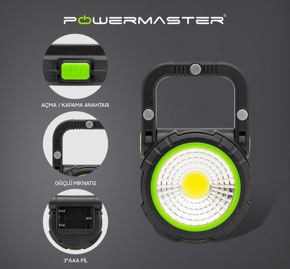 Powermaster JK101 3 Watt Cob+ Kırmızı İkaz Işığı