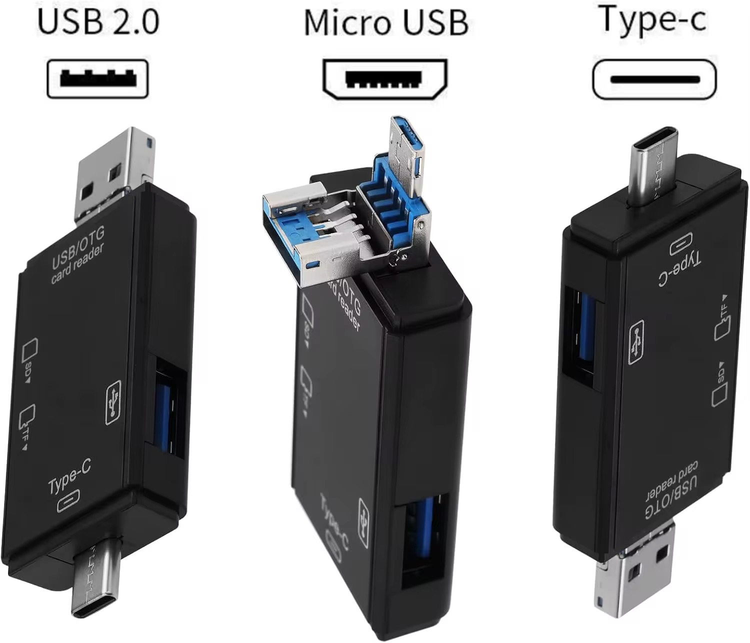 3'ü 1 Arada USB OTG Kart Okuyucu