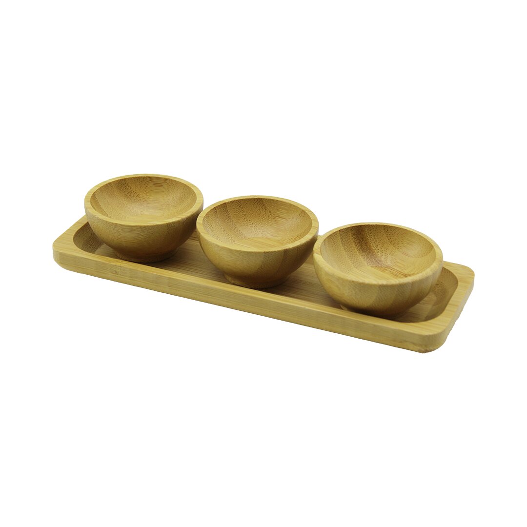 ANKAVERSE® bambu sunum tepsili 3'lü mini kase