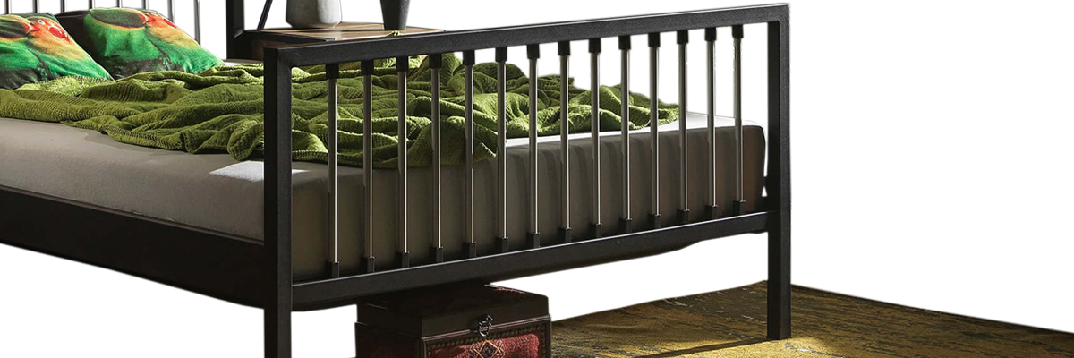 Breeze Çift Kişilik Ferforje Metal Karyola-Siyah-Gri