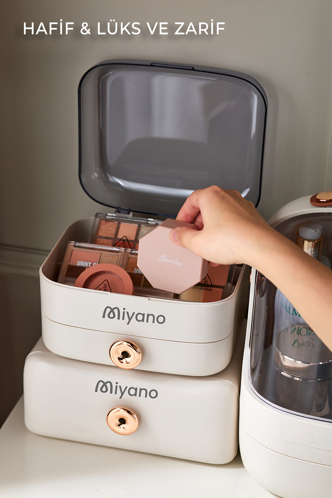 Miyano S50 Plus 5 in 1 Makyaj Organizer Seti (Beyaz)