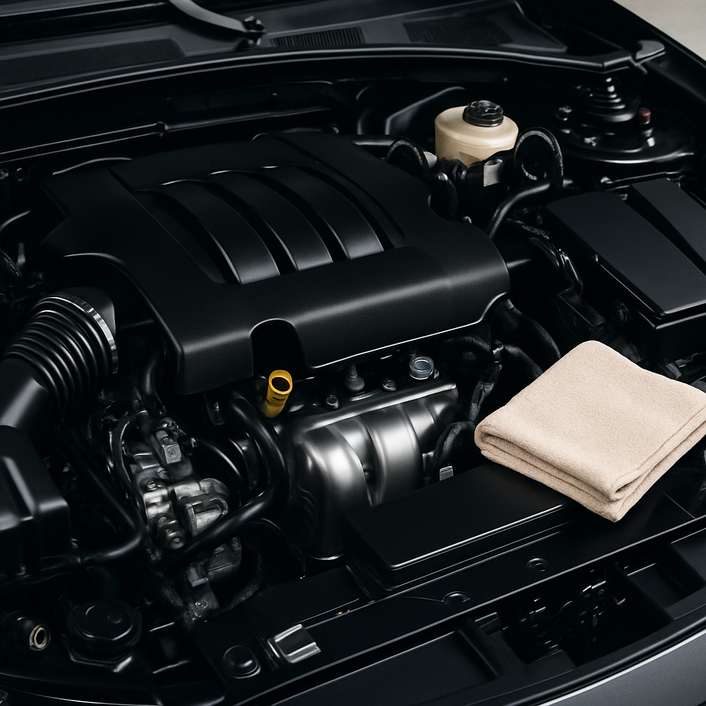 Su sıçraması olmadan Altınoran ile temizlenmiş pırıl pırıl motor detayı