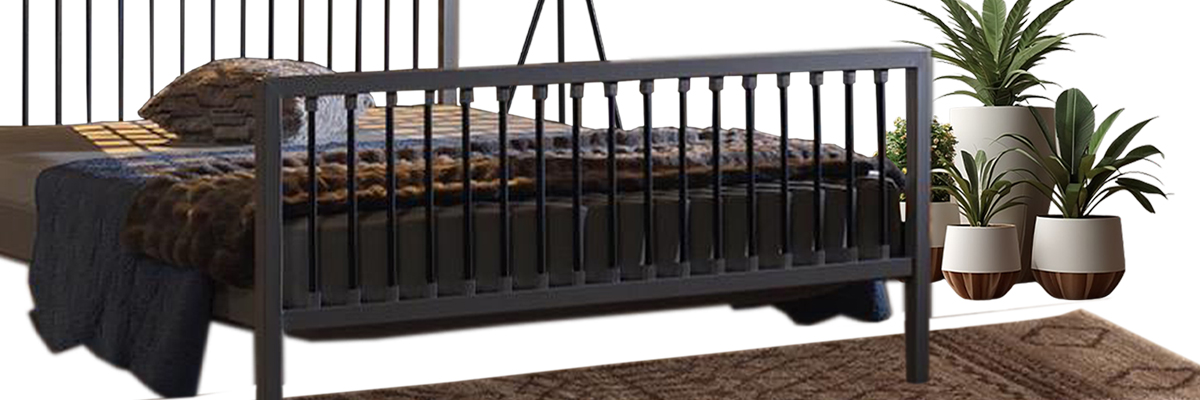 Ariane Ahşaplı Çift Kişilik Ferforje Metal Karyola-Beyaz