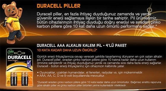 duracell piller aaa çeşitleri