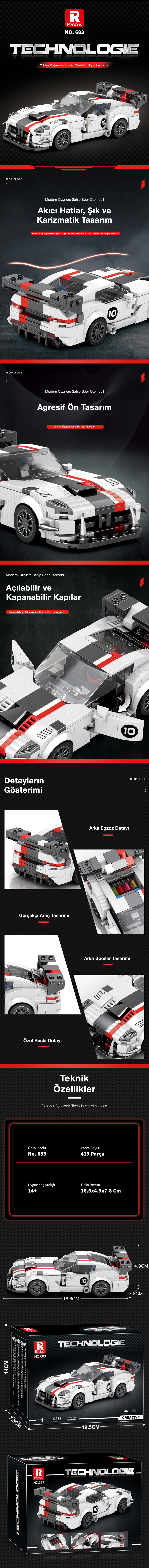 Reobrix Sports Car Dodge Viper 683 Brick Yapım Seti