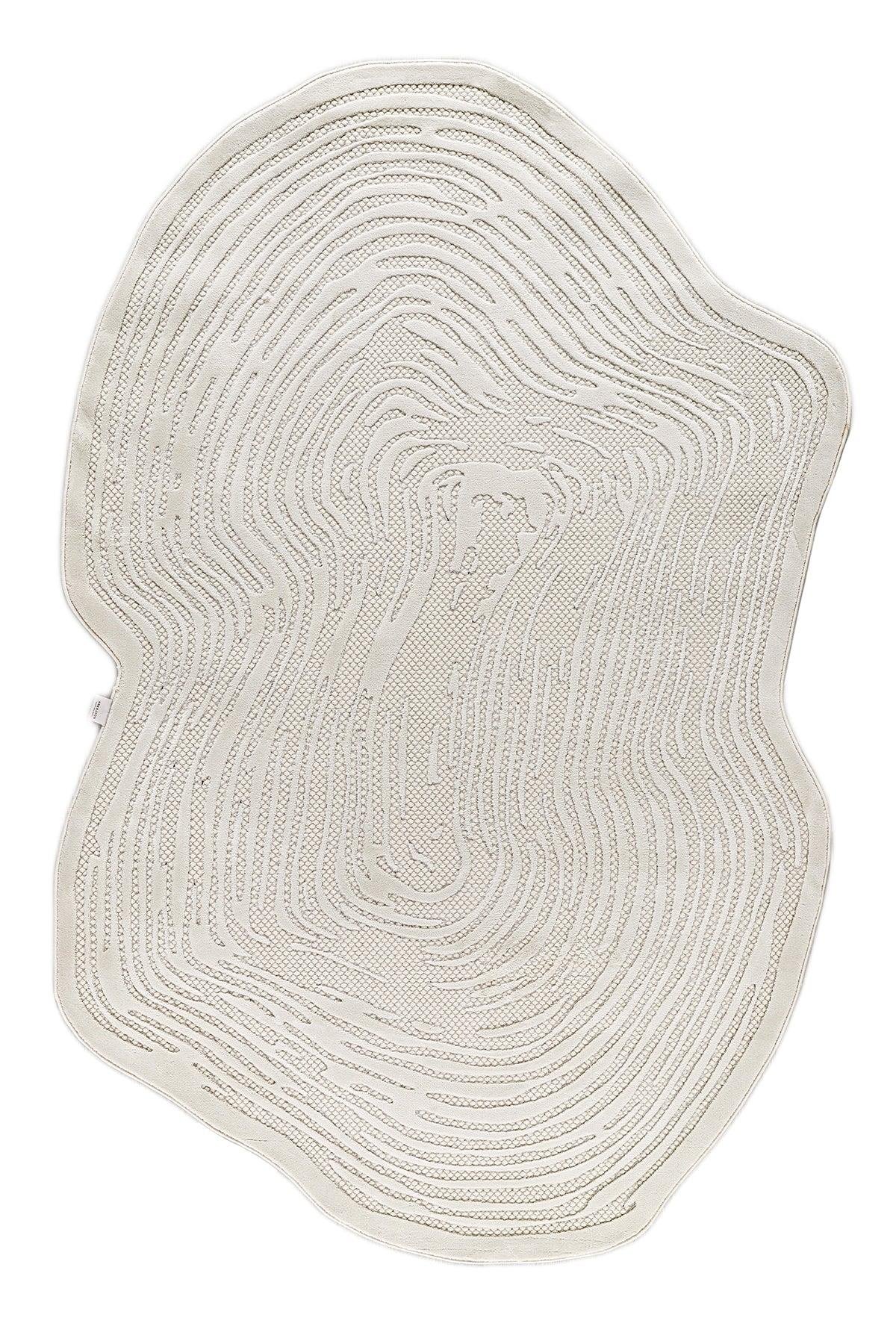 Şekilli özel kesimli dekoratif modern halı krem