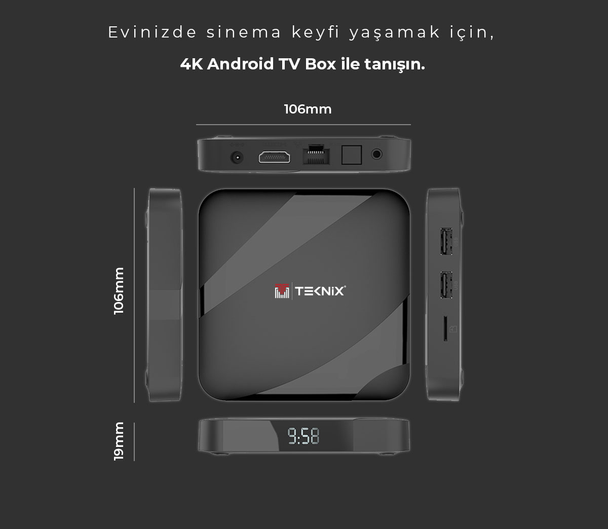 4K Android TV Box - Arka görünüş