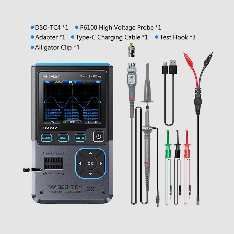 Fnirsi DSO-TC4 Osiloskop + Sinyal Jeneratörü + Transistör Test Cihazı