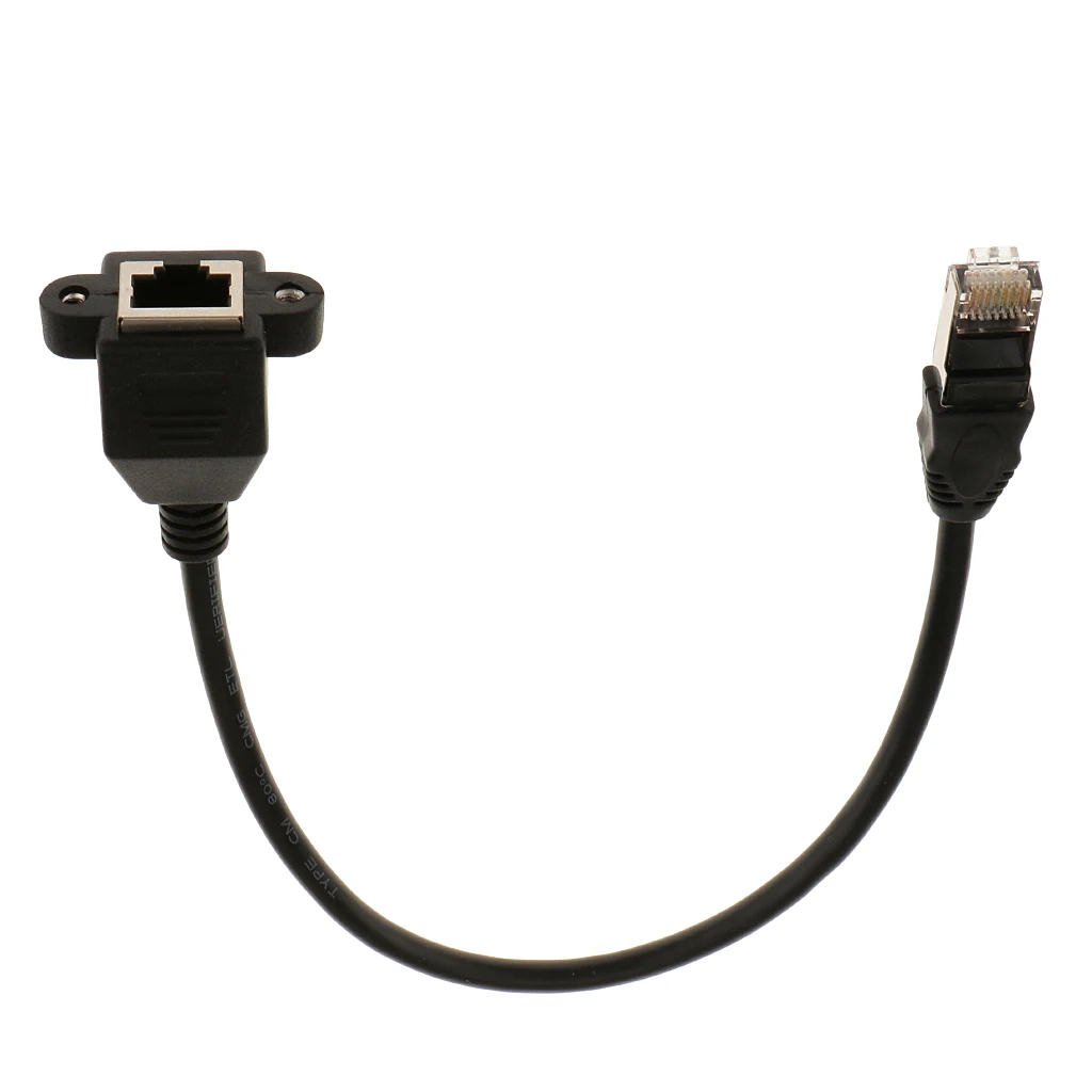 30cm Long RJ45 Male to Female M/F LAN Ethernet Adapter Network Cable Black