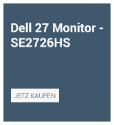 Metin "Dell 27 Monitor — SE2726HS" yazılıdır, ürün modeli etiketli. Dell monitörün teknik verileri ve model numarasını gösteren koyu mavi etiket.