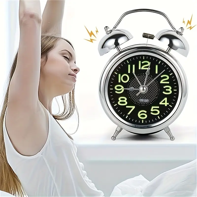 1 adet 4 inç metal süper yüksek sesli alarm saati gece lambası ile, ev dekorasyonu, yatak odası, oturma odası, ofis, gece lambası sessiz alarm saati ağır uyuyanlar/yaşlılar/öğrenciler için uygun, sezon dönüşü, için noel hediyesi ayrıntılar 3