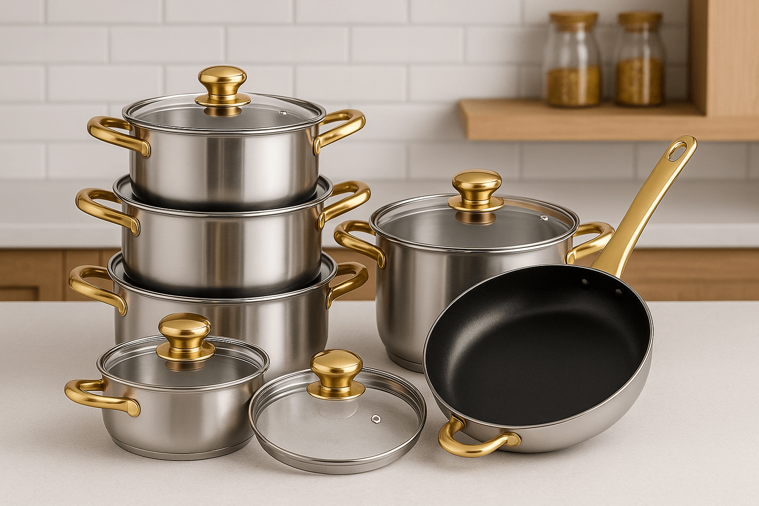 Çelik Kulplu Tencere Tava Seti Görseli