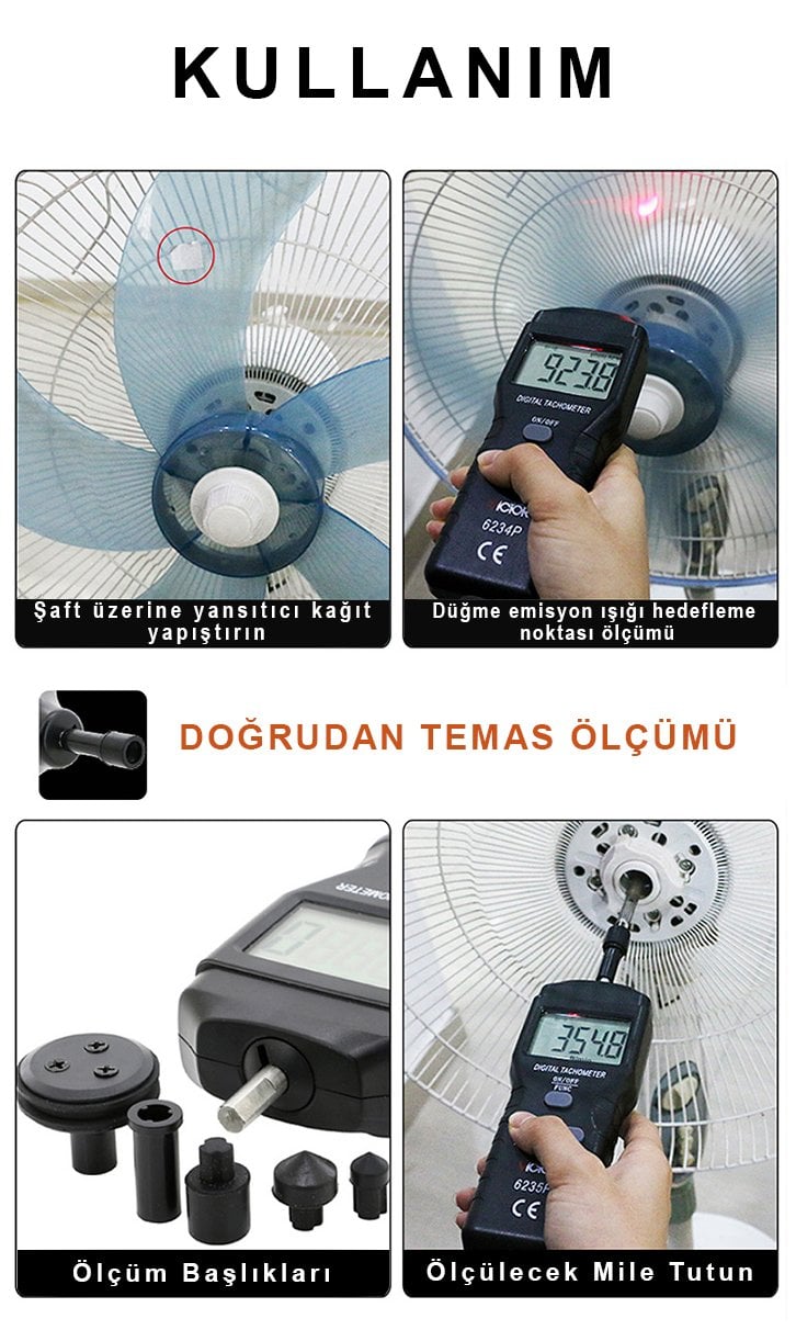 Powermaster Temaslı Optik+Değmeli Takometre PM-14626