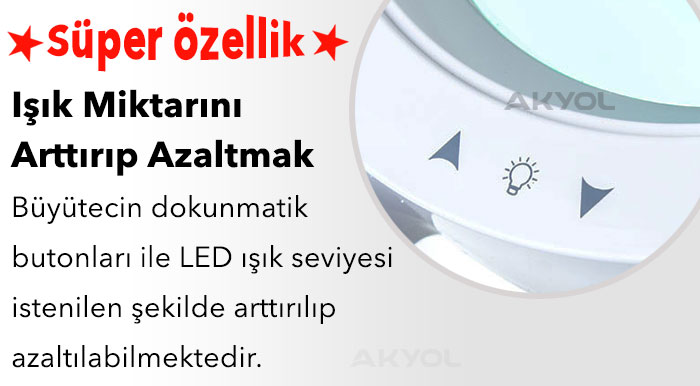 ayarlanabilir ışıklı büyüteç