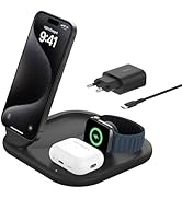 Belkin BoostCharge şarj cihazı endüktif 3'ü 1 arada şarj istasyonu Qi2, 15 W, katlanabilir MagSafe uyumlu...