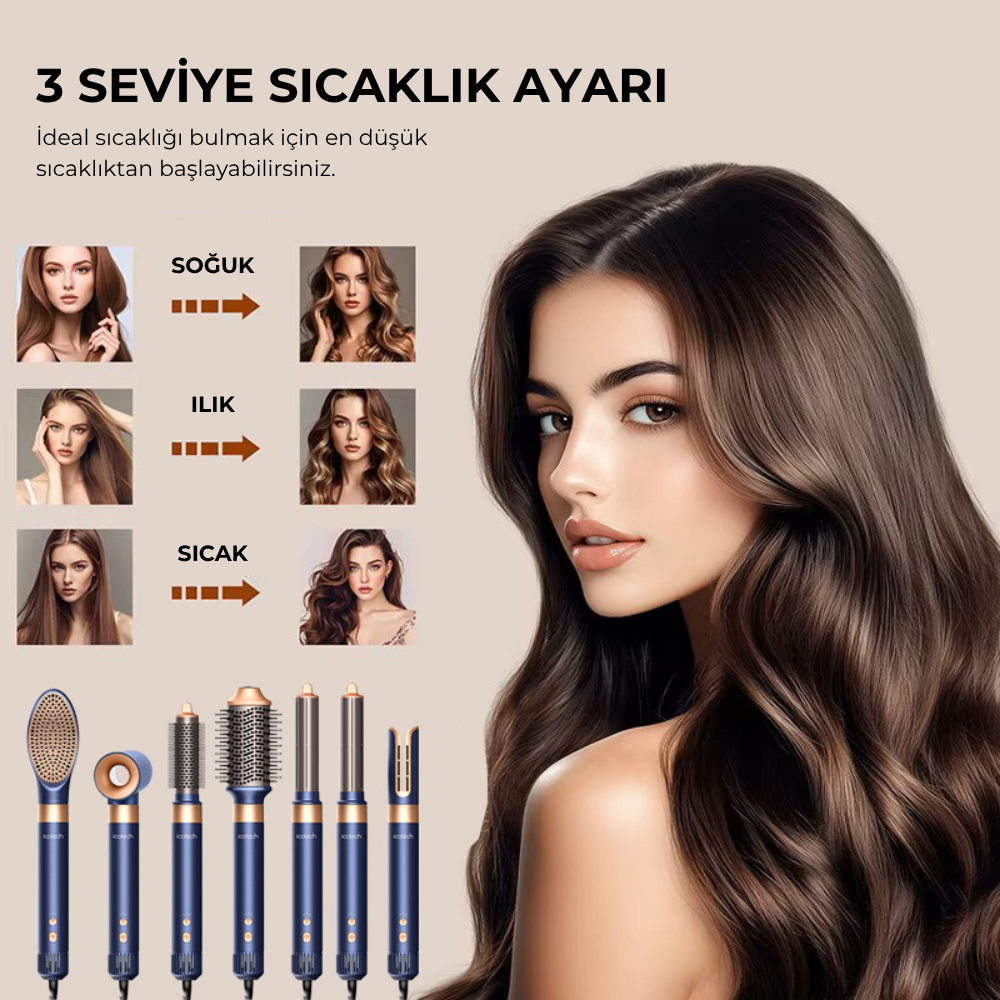 Icotech HS60 7 in 1 Airwrap Multi Styler Saç Şekillendirici (Mavi)