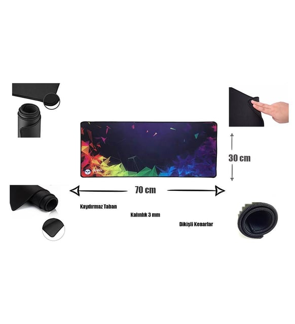 APPA RAZER 4 DESENLİ OYUNCU MOUSE PAD 70X30 CM KAYMAZ DİKİŞLİ 
