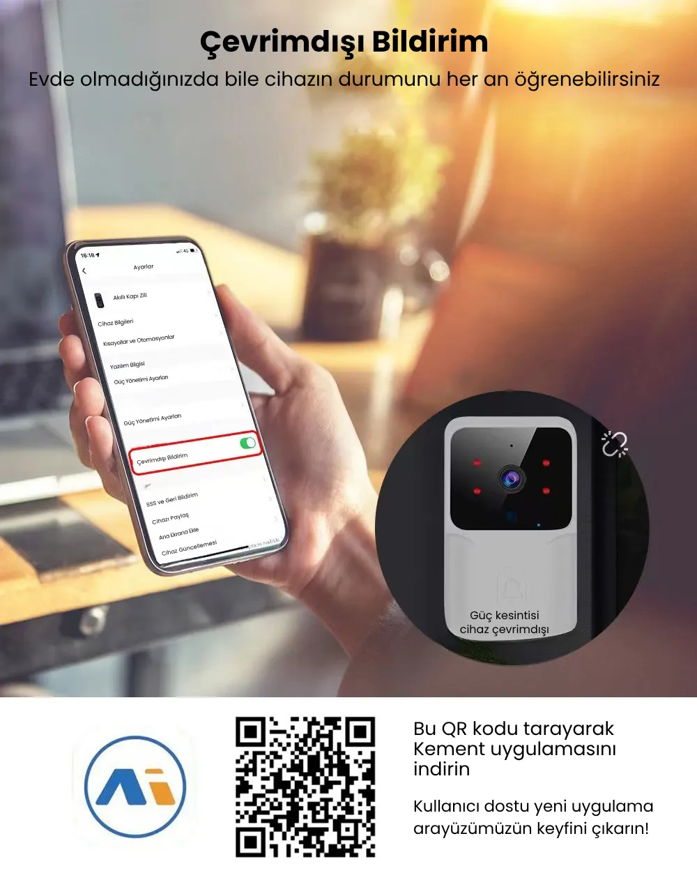 WiFi Akıllı Görüntülü Kapı Zili – Gece Görüşlü, Kablosuz