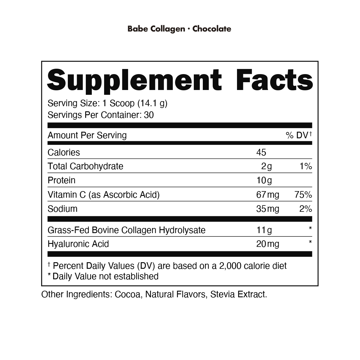 Bucked Up Babe Collagen Peptides Powder, Chocolate, 30 Servings