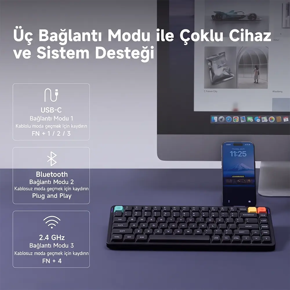 NuPhy Air75 V3 Ultra İnce Alüminyum Gövde ve Ergonomik Açı