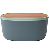 Berghoff Leo ekmek kutusu, kesme tahtası, bambu, mavi, 31,5 x 21,5 x 31,5 cm