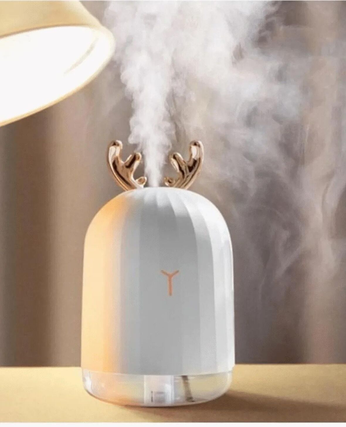 Qasul Mini Beyaz Geyikli Aromatik Difüzör Led Masa Ve Gece Lambası Hava Temizleyici Buhar Makinesi