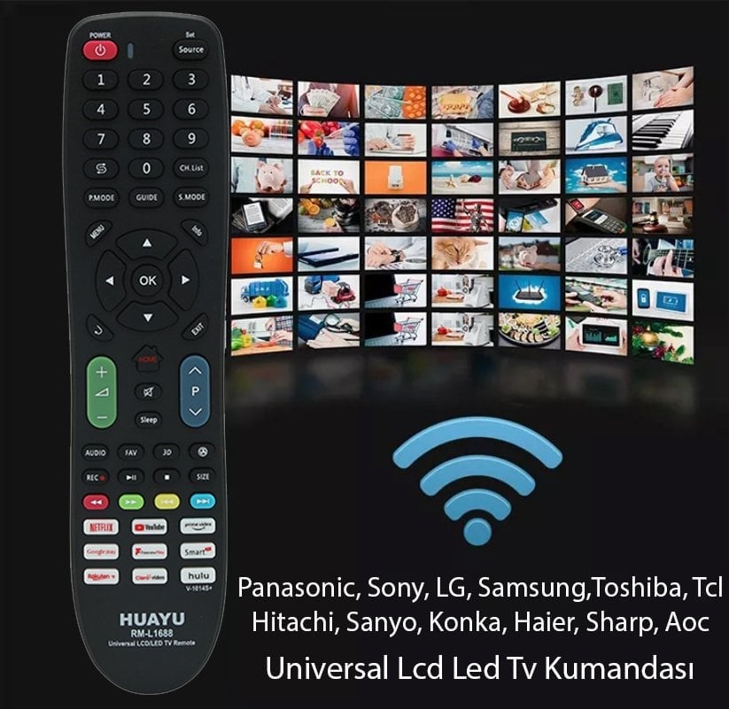 Huayu RM-L1688 (V-1014s) Netflıx-Youtube-Prıme Vıdeo-Google Play Tuşlu Lcd-Led Tv Unıversal Kumanda