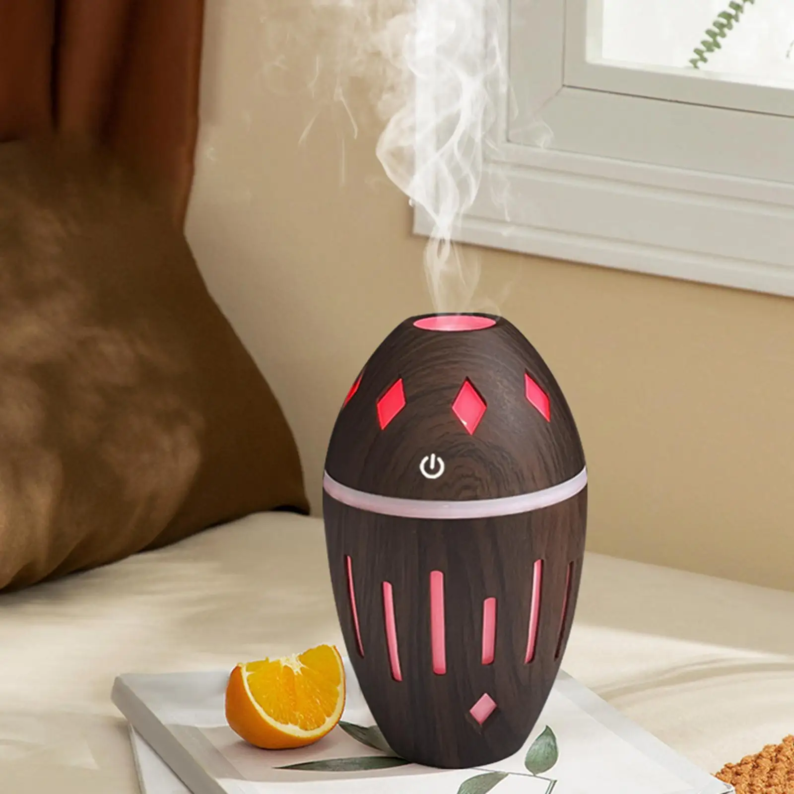 Cool Mist Humidifier, Silent Portable Wood Grain Air Humidifier for Tabletop Nursery Living Room