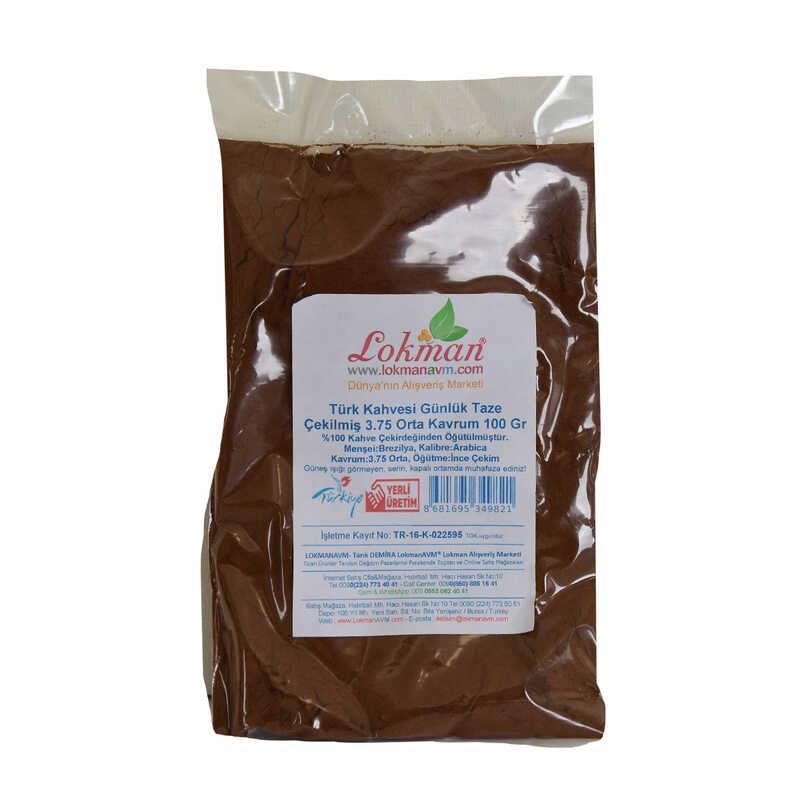 LOKMANAVM TÜRK KAHVESİ GÜNLÜK TAZE ÇEKİLMİŞ 3.75 ORTA KAVRUM 100 GR PAKET