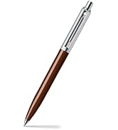 Farklı açılardan gösterilen kahverengi ahşap veya deri dokulu saplı dolma kalemin birden fazla görüntüsü.