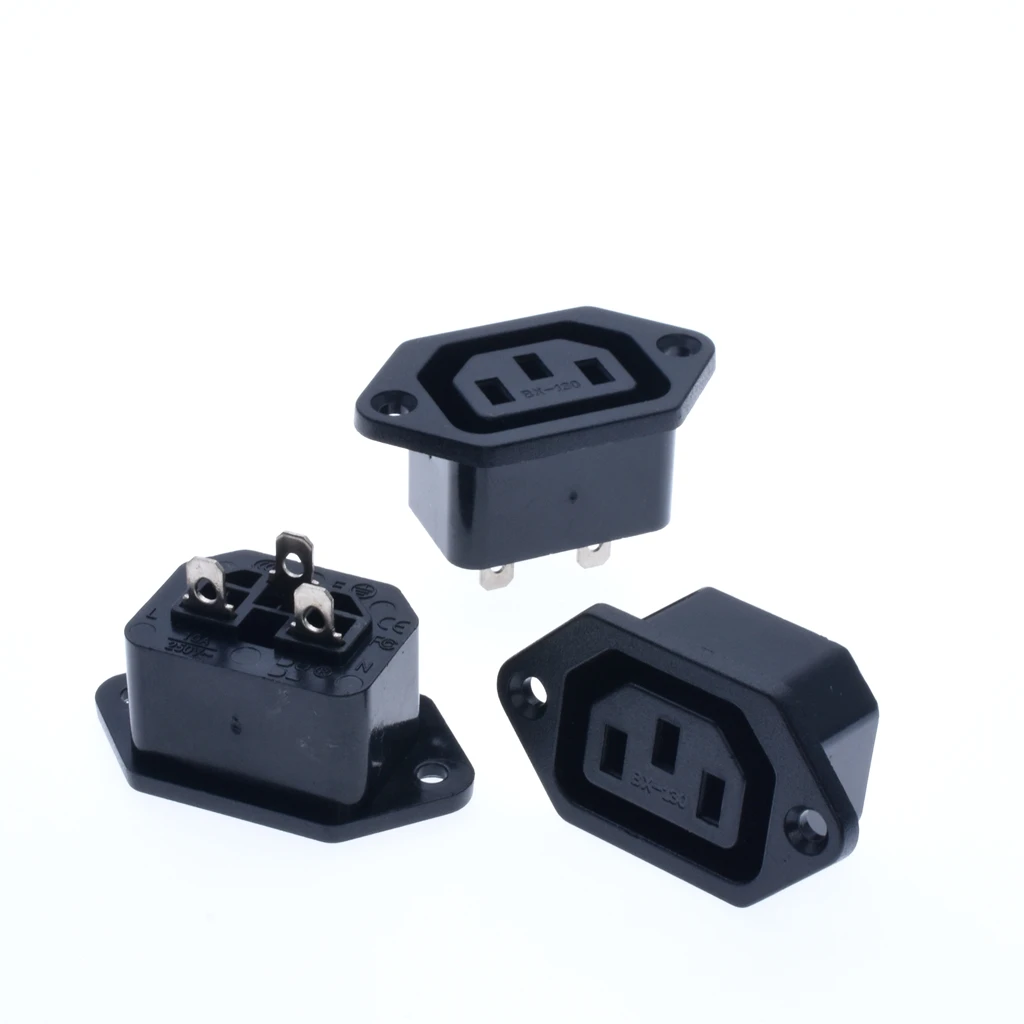 10Pcs/lot IEC320 C13 Female 3pin AC250V/10A Screw Type Power Inlet Socket