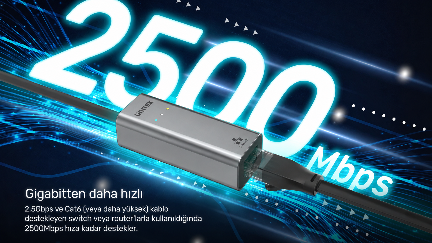 Unitek Hibrit USB-C/USB-A - 2.5G Gigabit Ethernet Adaptörü