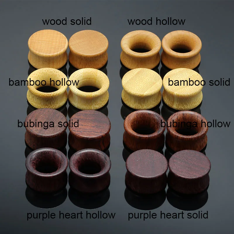 2PCS Fashion Wooden Ear Plugs Flesh Tunnels Gauges 8-20mm Ear Tragus Expander Rosewood Bamboo Purple Heart Body Piercing Jewelry5