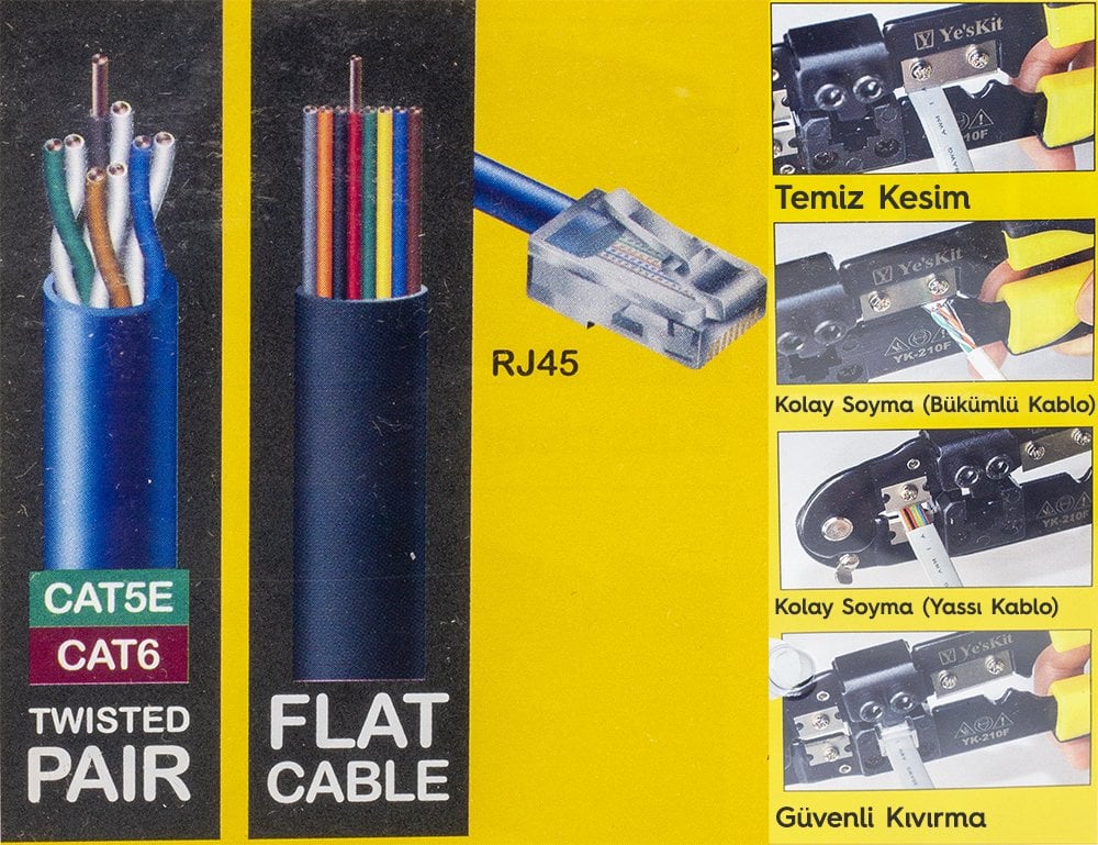 Powermaster YK-210F RJ45- Flat Kabo Sıkma Pensesi