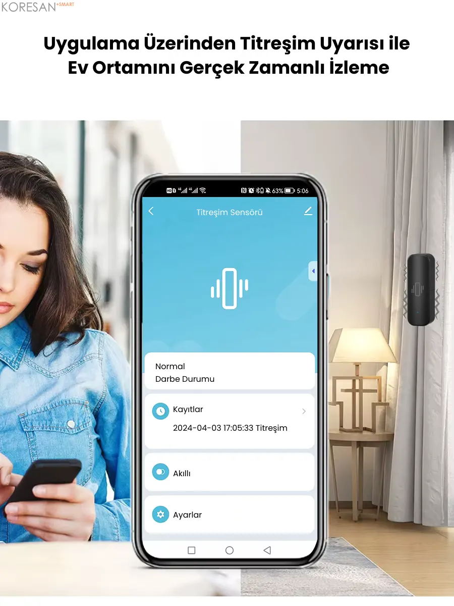 KT102 Tuya WiFi Titreşim Sensörü