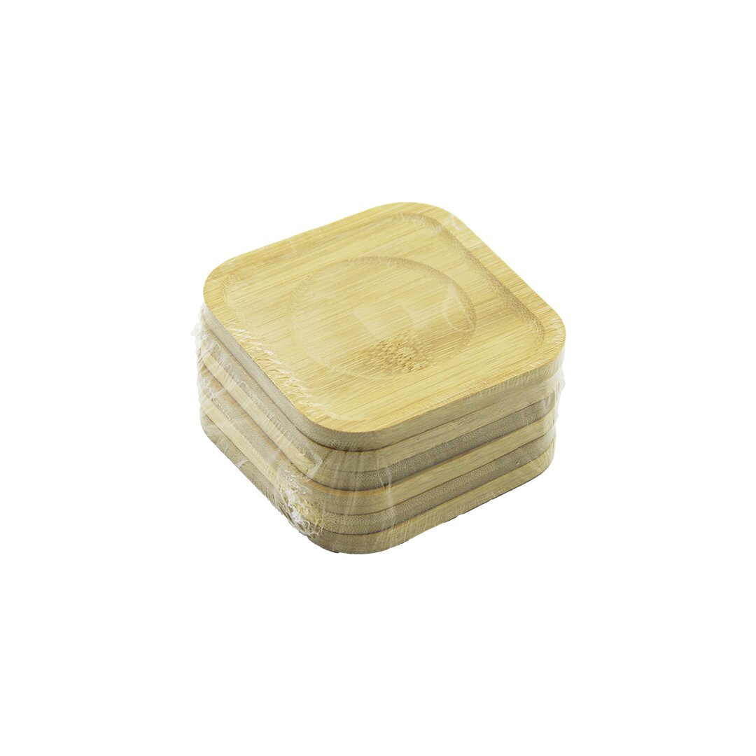 ANKAVERSE® KARE 9.7 x 9.7 cm 6'lı Bambu Ahşap Çay Tabak