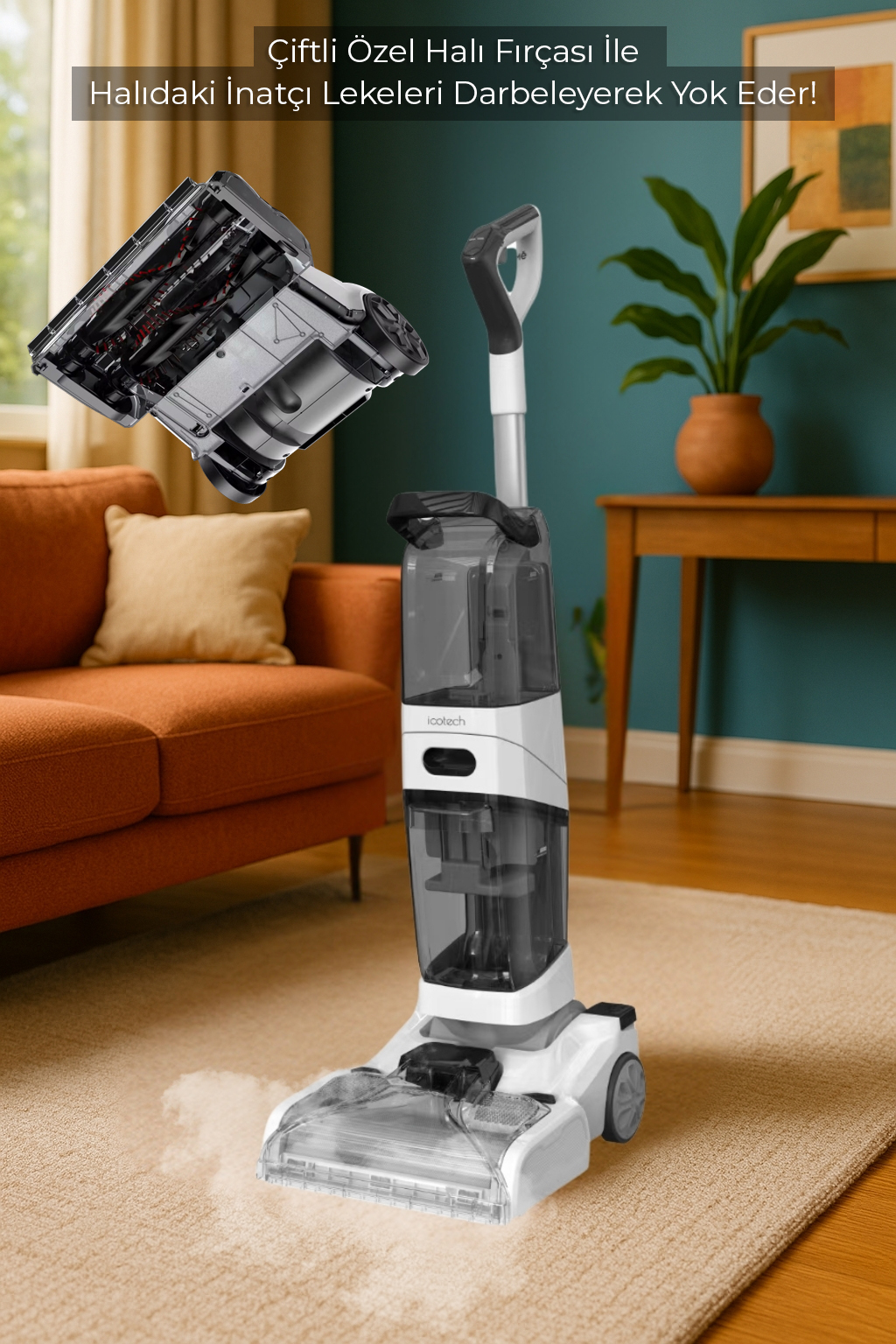 Icotech SC60 Max Pro Buhar Fonksiyonlu Dikey Halı Yıkama Koltuk Yıkama