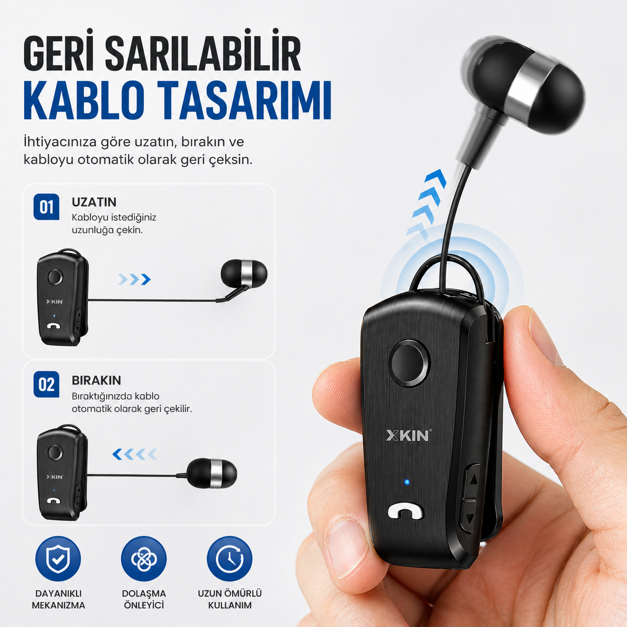 XKIN Makaralı Kulaklık Kullanım Görseli