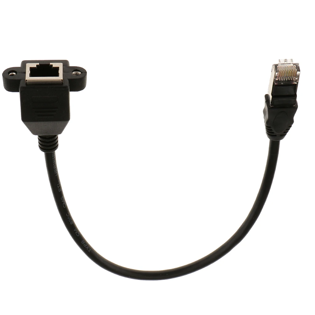 30cm Long RJ45 Male to Female M/F LAN Ethernet Adapter Network Cable Black