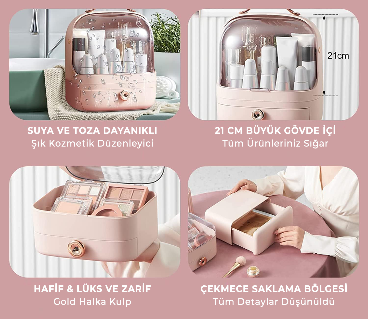 Miyano S50 Plus 5 in 1 Makyaj Organizer Seti (Pembe)