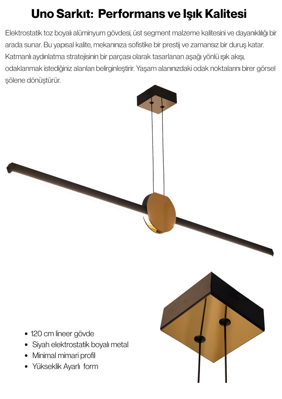 Unos Modern Minimalist Lineer Sarkıt Avize - Gold