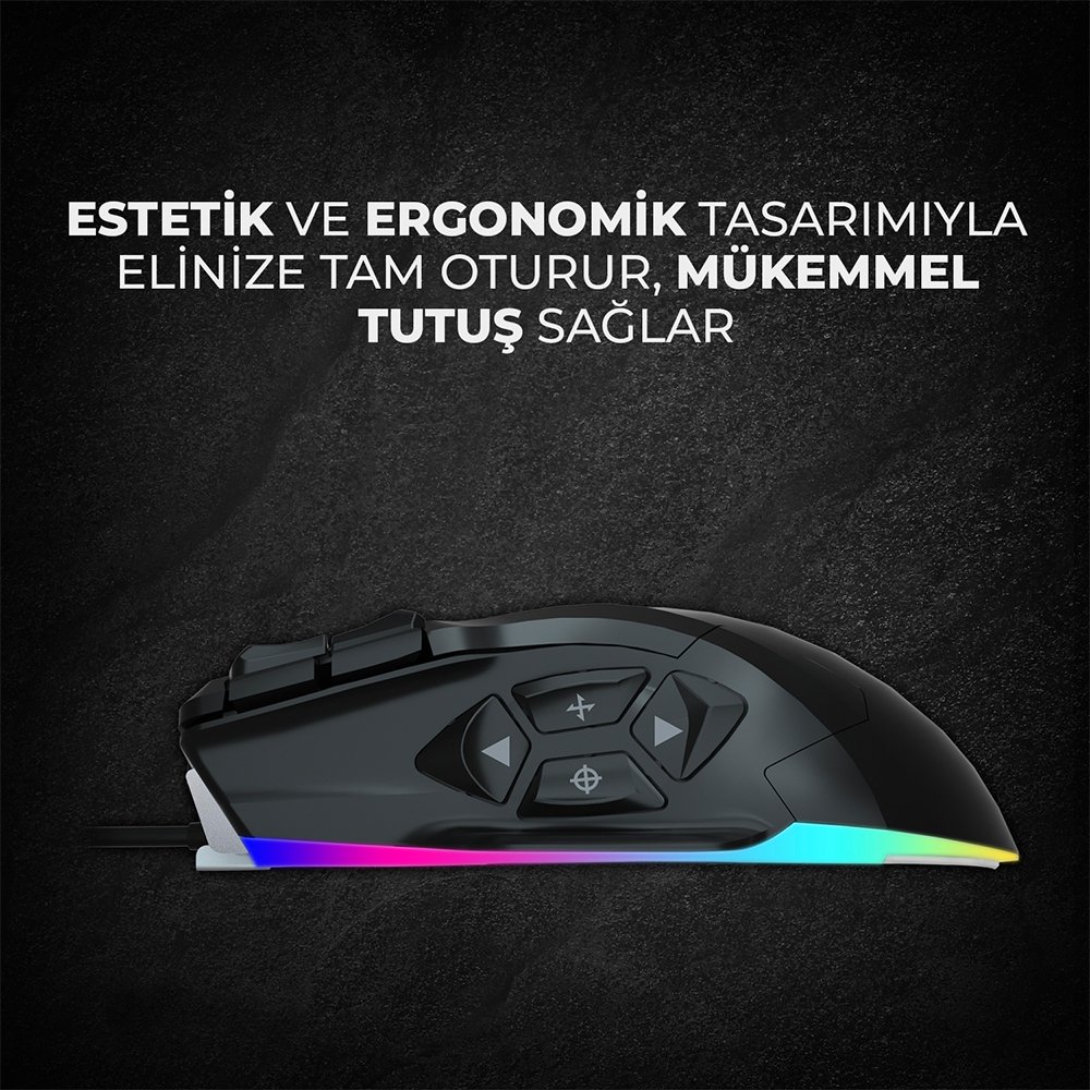 Lenovo Lecoo MG1102 8200 DPI 10 Makro Tuşlu Kablolu RGB Ledli Mouse + Mousepad