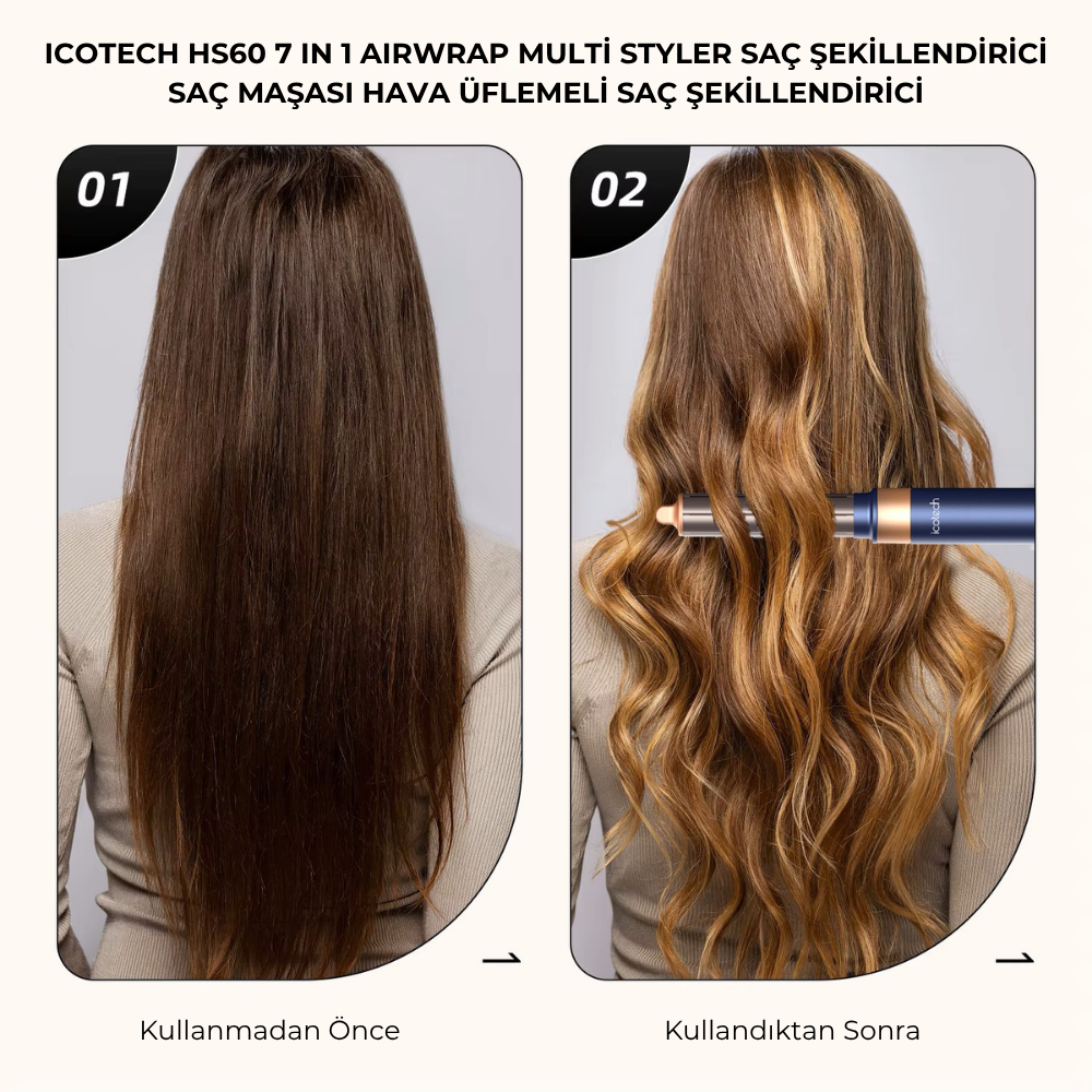 Icotech HS60 7 in 1 Airwrap Multi Styler Saç Şekillendirici (Mavi)