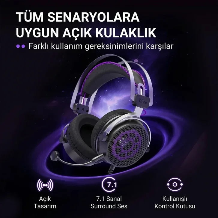 Fifine H18V Açık Tasarım ve 7.1 Surround